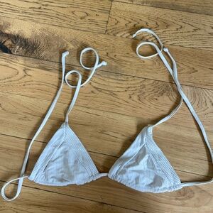 White Ribbed Bikini Top